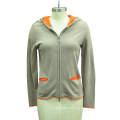 Women Hot Sale Knit Hooded Cardigan with Zipper